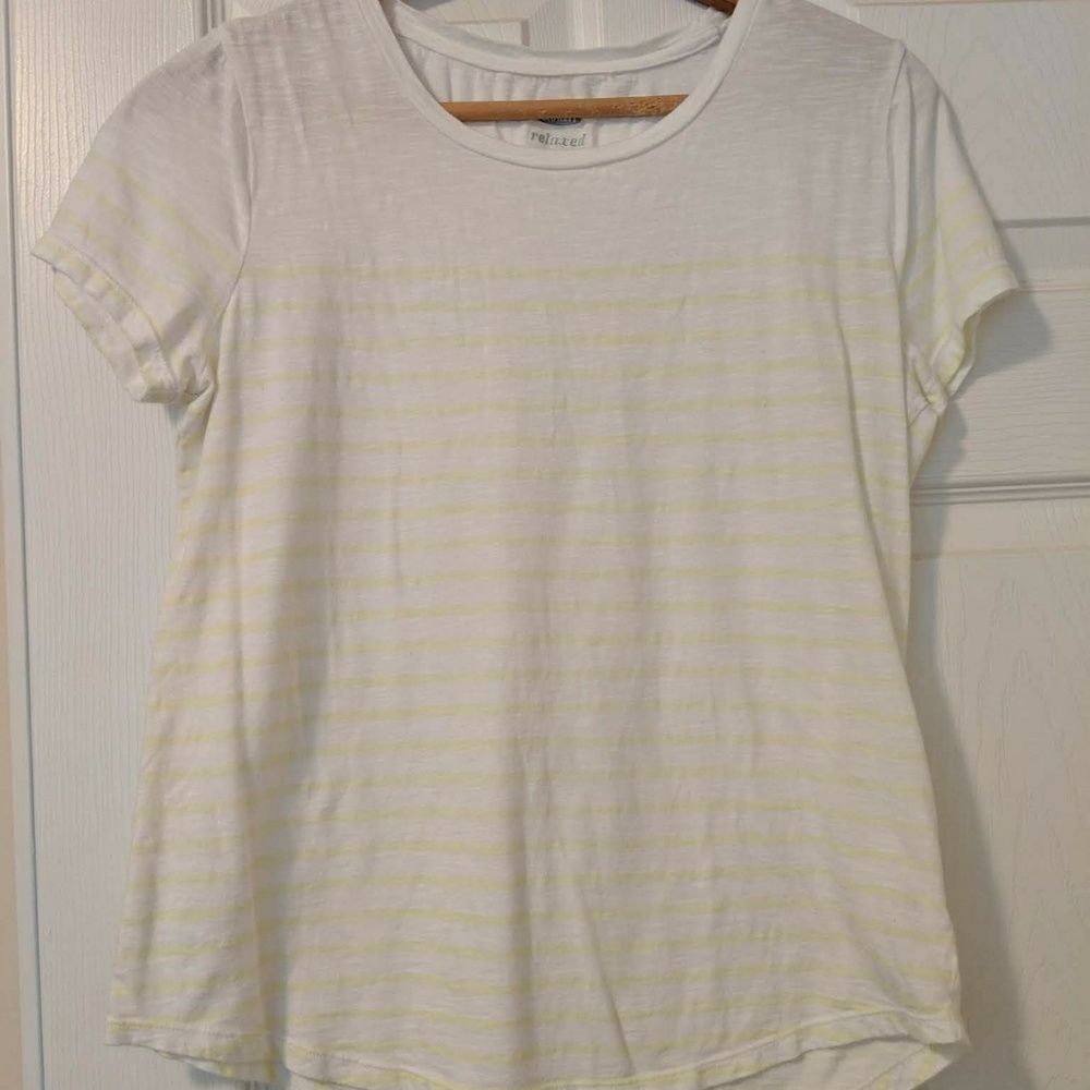 Old navy white and green striped tee shirt